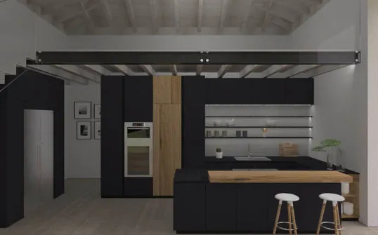 Cucina moderna con toni caldi Zigi8